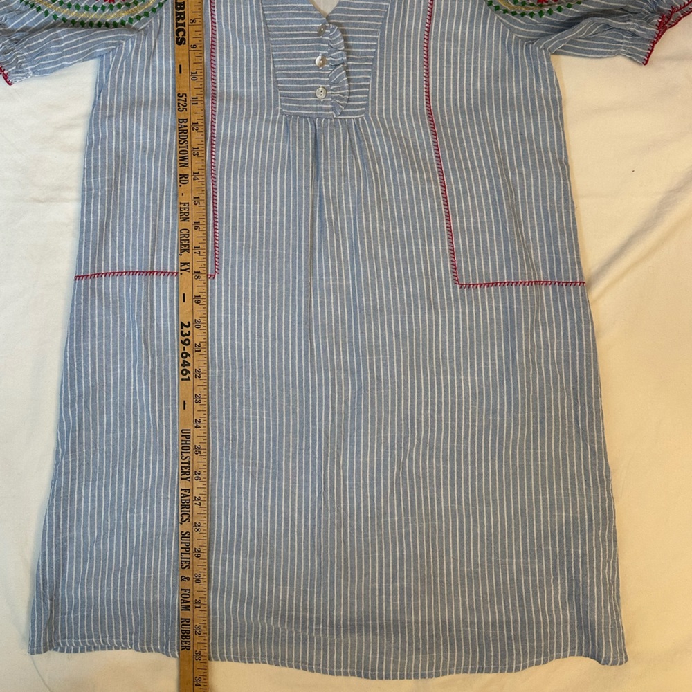 The Impeccable Pig Womens Dress S Striped Floral Embroidery Cotton Boho Western - Picture 7 of 10